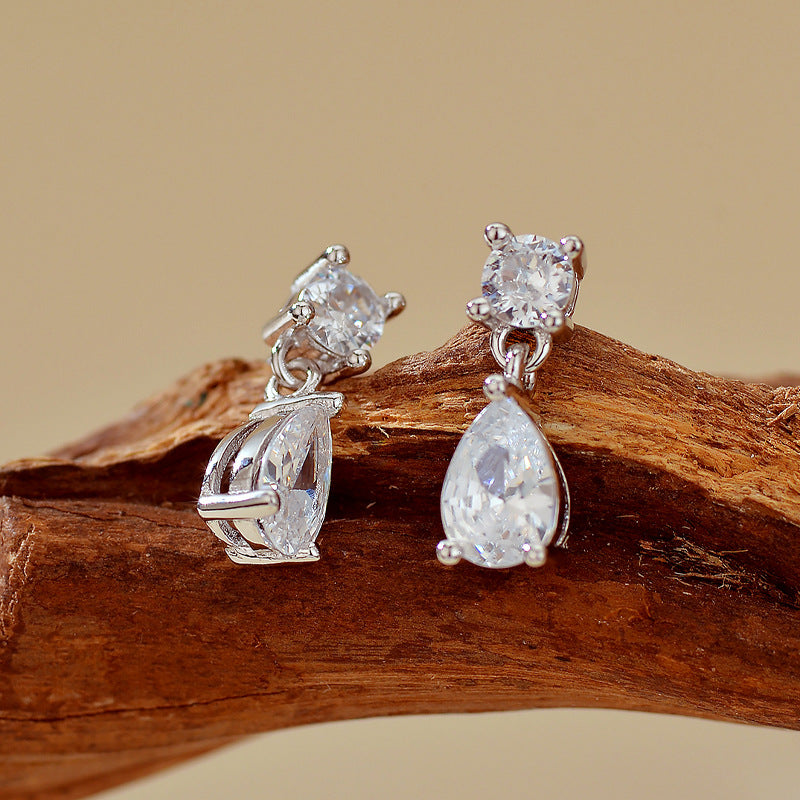 Aurielle Drop 925 Sterling Silver Teardrop Zircon Stud Earrings