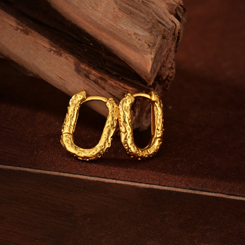 “Oval Muse” S925 Sterling Silver Minimalist Oval Huggie Hoop Earrings