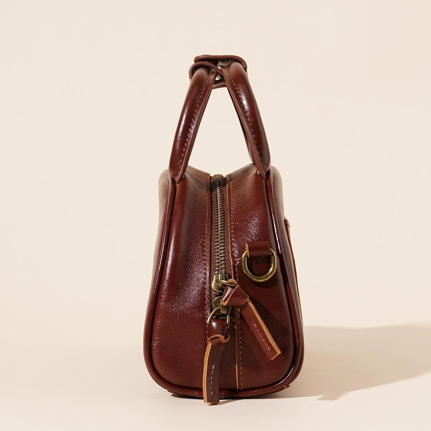 Women's Oil-Waxed Cowhide Mini Dome Boston Bag
