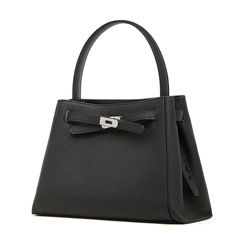 Women's Pebbled Cowhide Bucket Tote with Dual Straps
