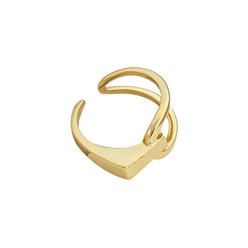 “Line Muse” S925 Sterling Silver Asymmetrical Open Ring