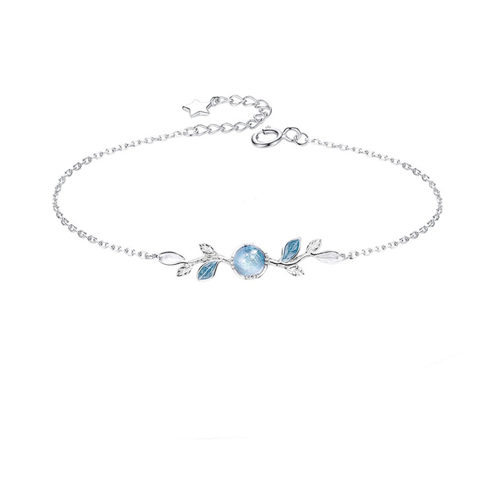 925 Sterling Silver Blue Glass Leaf Jewelry Set