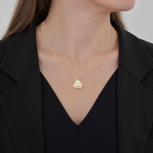 925 Sterling Silver Moonlit Muse Crescent Necklace Textured Moon Pavé Zircon Gold Plated