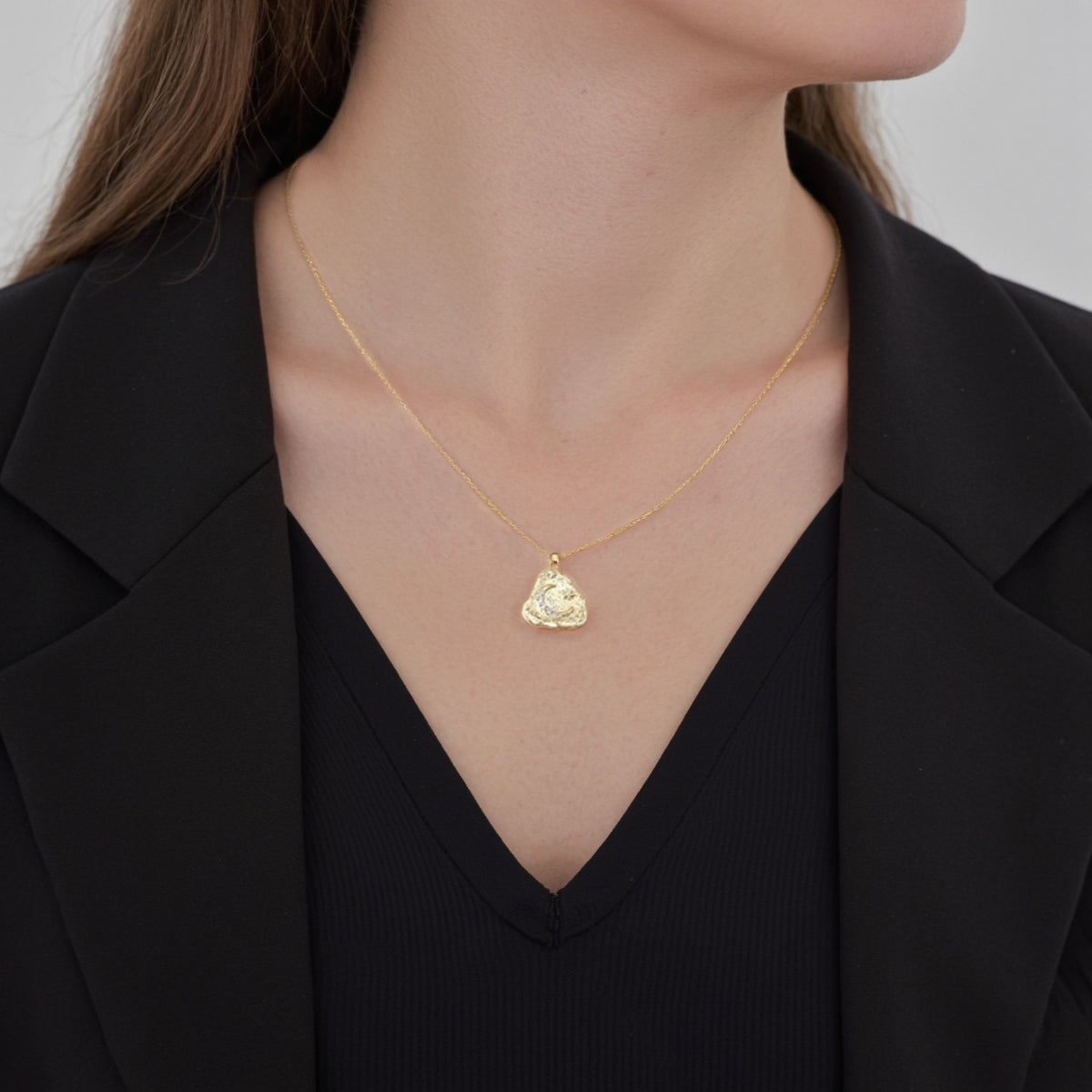 “Moonlit Muse” S925 Sterling Silver Zircon Moon Necklace