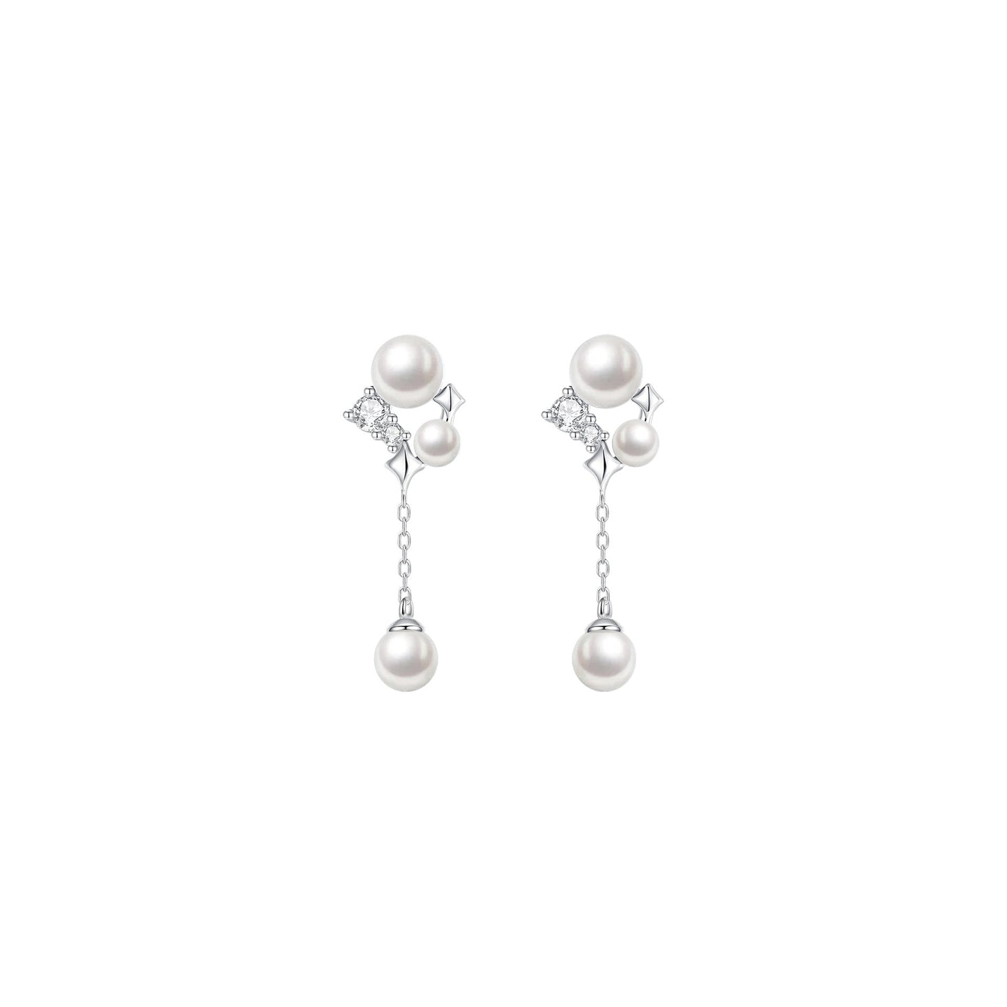 Starlace Pearl S925 Sterling Silver Pearl Jewelry Set Necklace Earrings & Ring