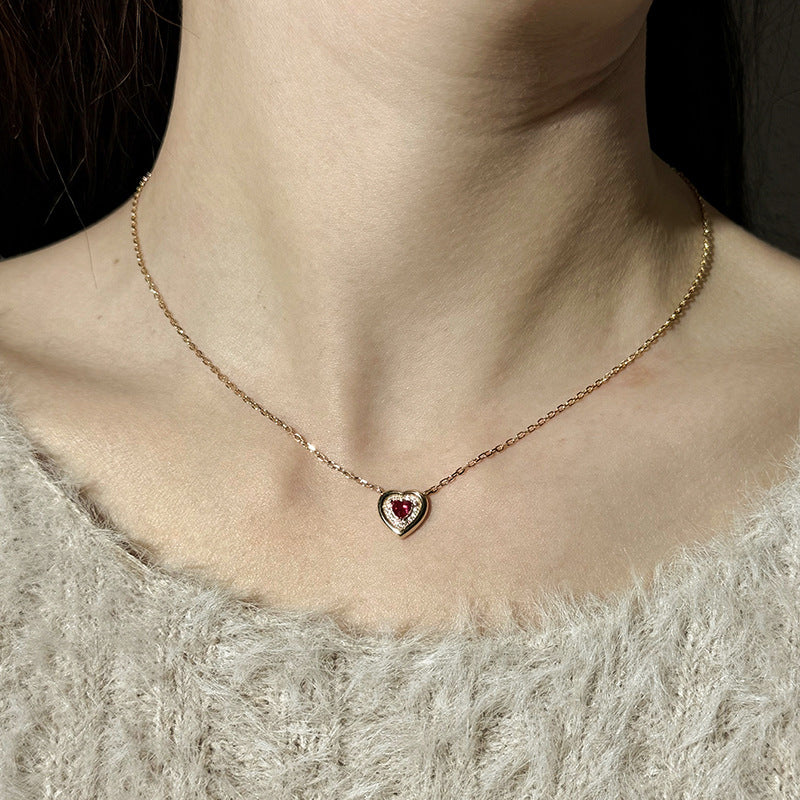 “Sweet Drop” S925 Sterling Silver Heart & Teardrop Necklace