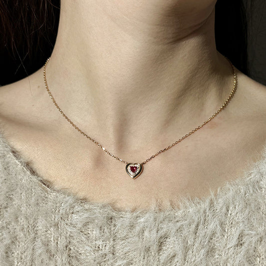“Sweet Drop” S925 Sterling Silver Heart & Teardrop Necklace