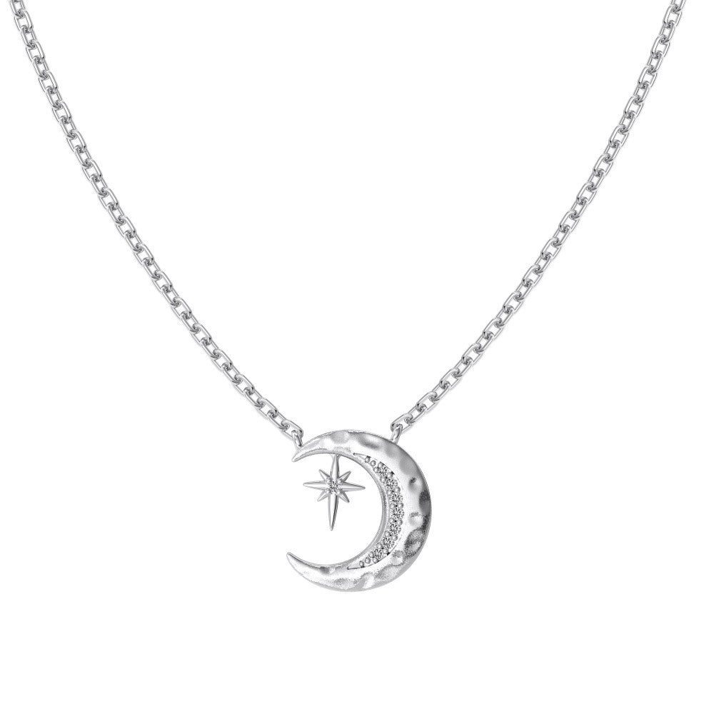S925 Sterling Silver Lunar Glow Moon Pendant Necklace Minimalist Celestial Jewelry