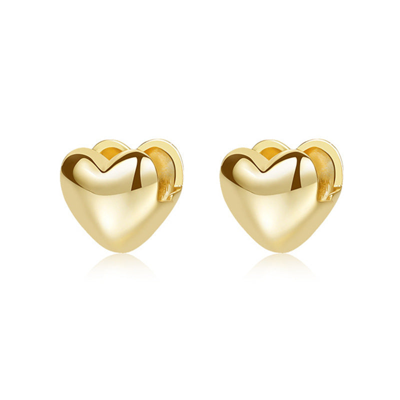 “Heart Embrace” S925 Sterling Silver Double-Sided Heart Hoop Earrings