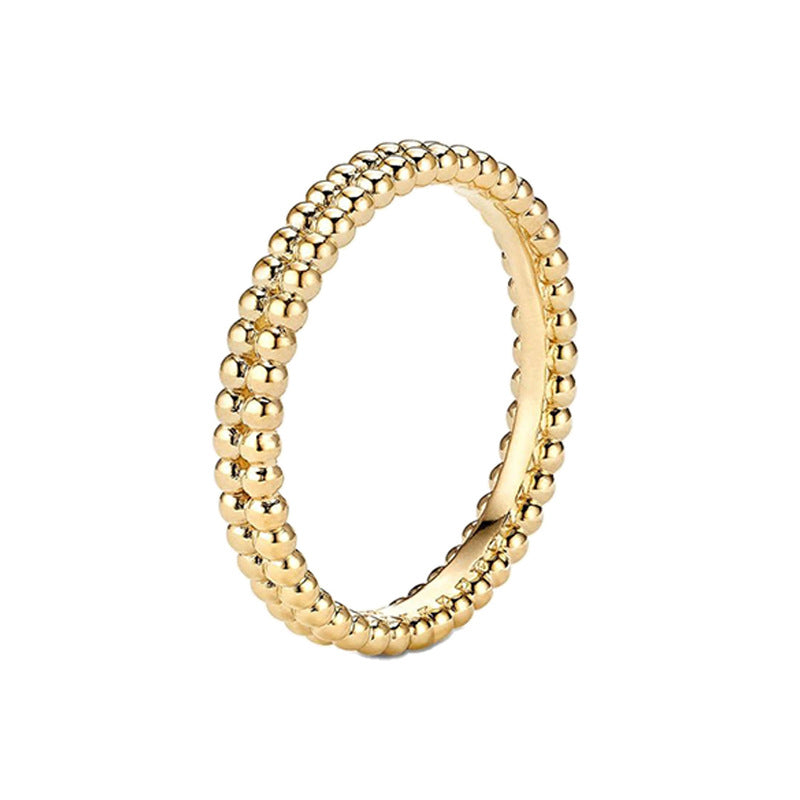 “Double Bead” S925 Sterling Silver Double-Row Beaded Band Ring