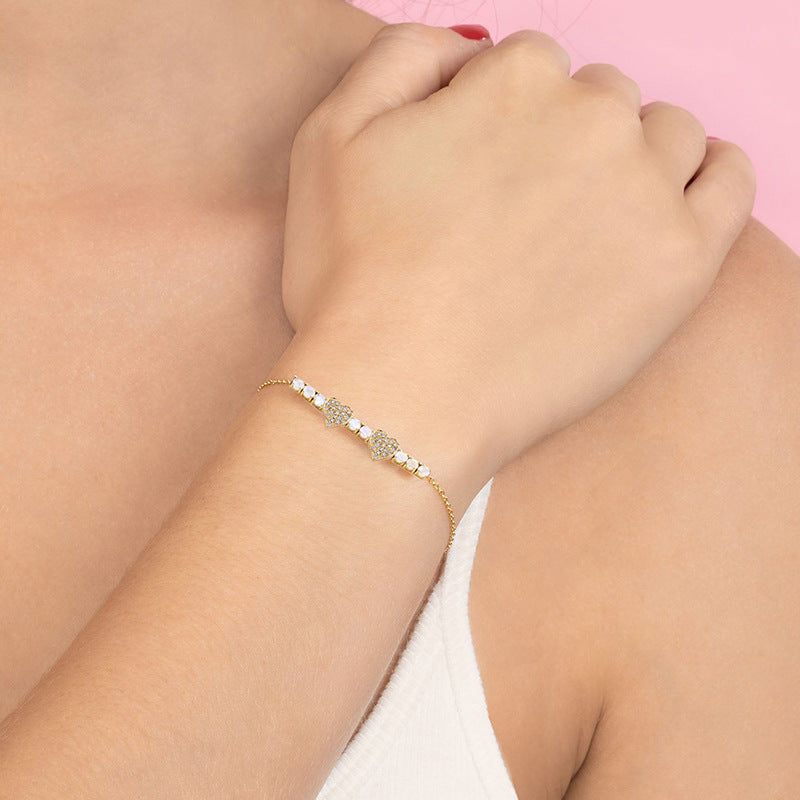 “Heartline Luxe” S925 Sterling Silver Zircon Heart Bracelet