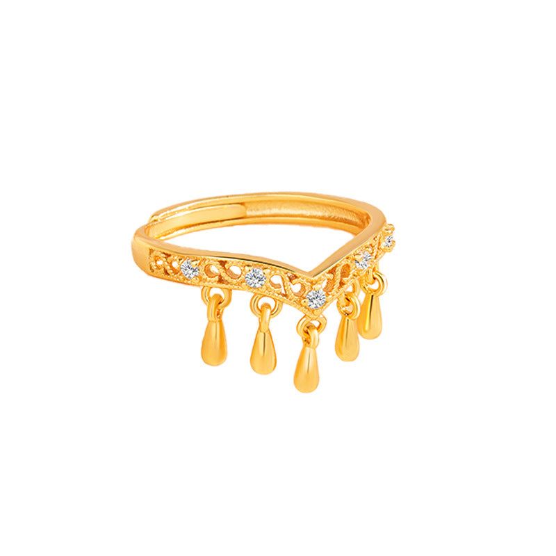 Velour Royale Vintage Tassel Ring with Zircon in S925 Sterling Silver