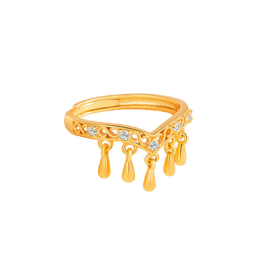 Velour Royale Vintage Tassel Ring with Zircon in S925 Sterling Silver