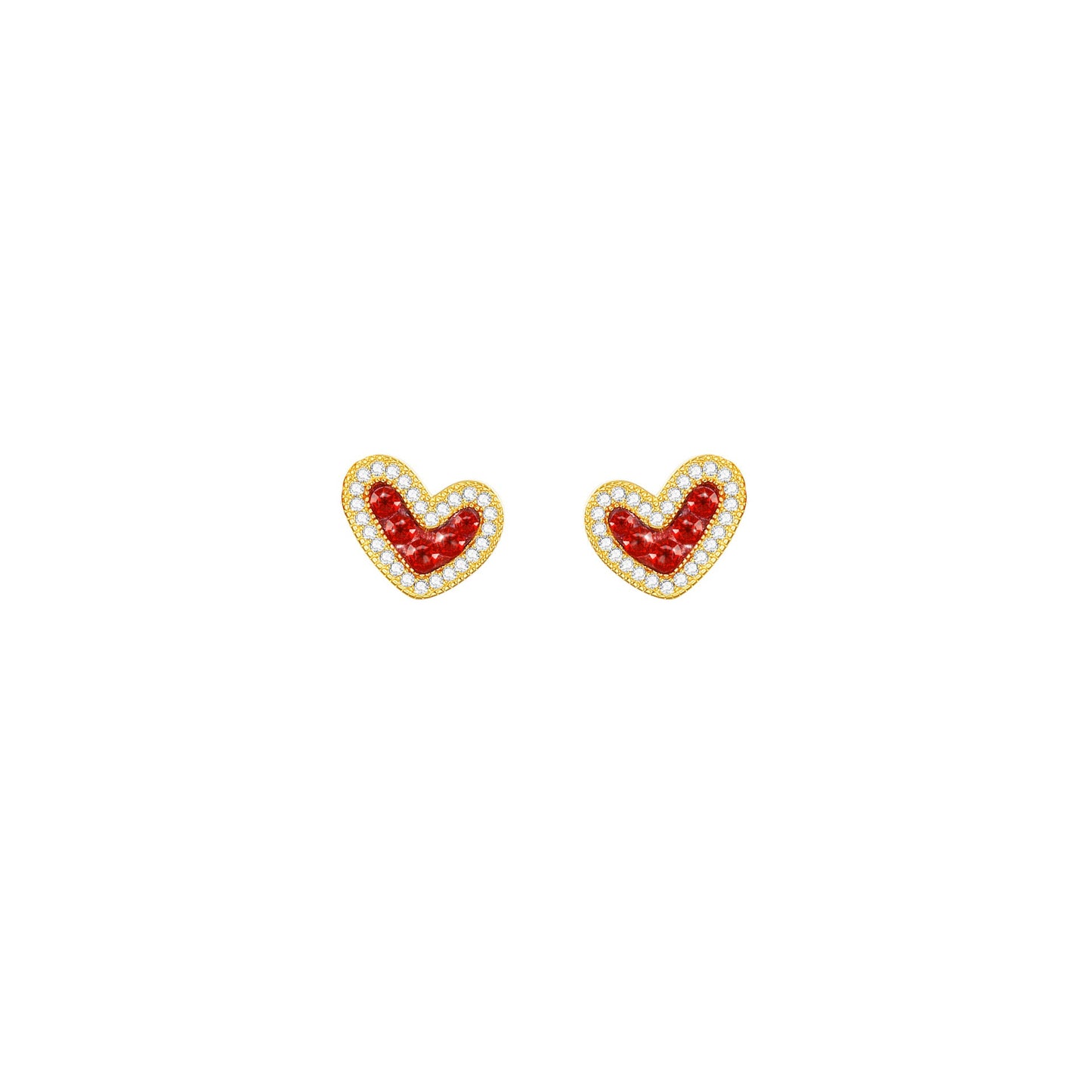 Berry Palmier S925 Silver Ruby Heart Jewelry Set Necklace Bracelet Earrings