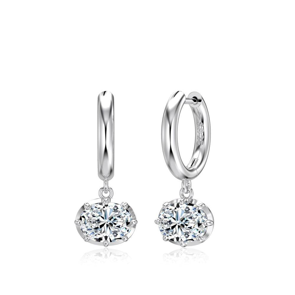 “Oval Brilliance” S925 Sterling Silver Oval Necklace and Earrings Set