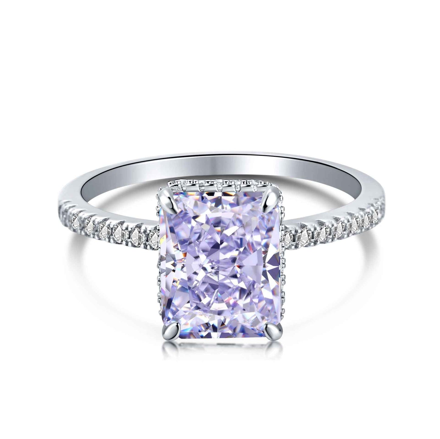 925 Sterling Silver Rectangular Color Zircon Ring – Prism Royale