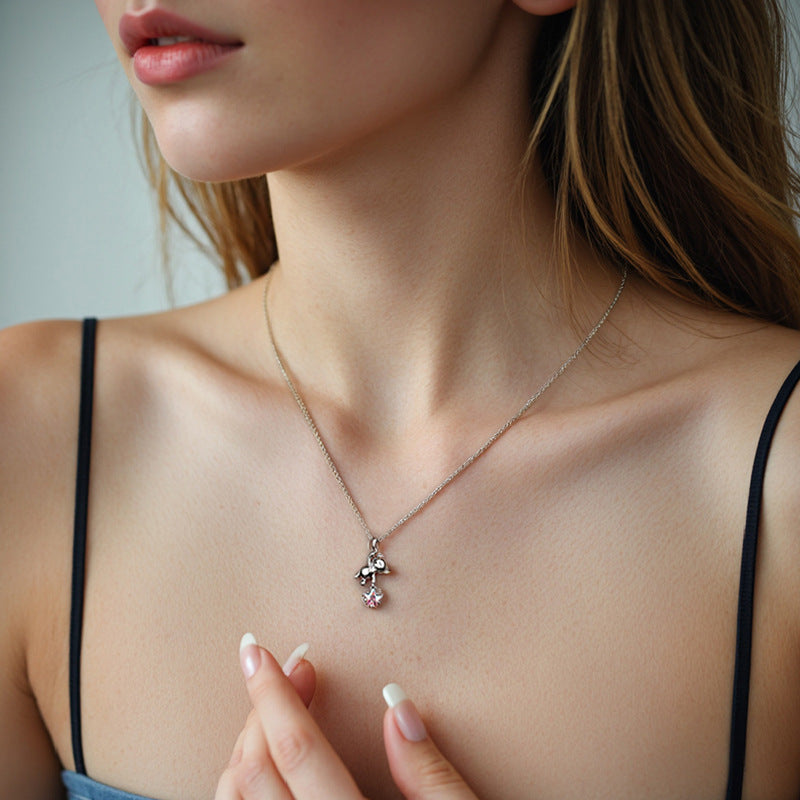 “Bear & Star” S925 Sterling Silver Cute Bear Pendant Necklace