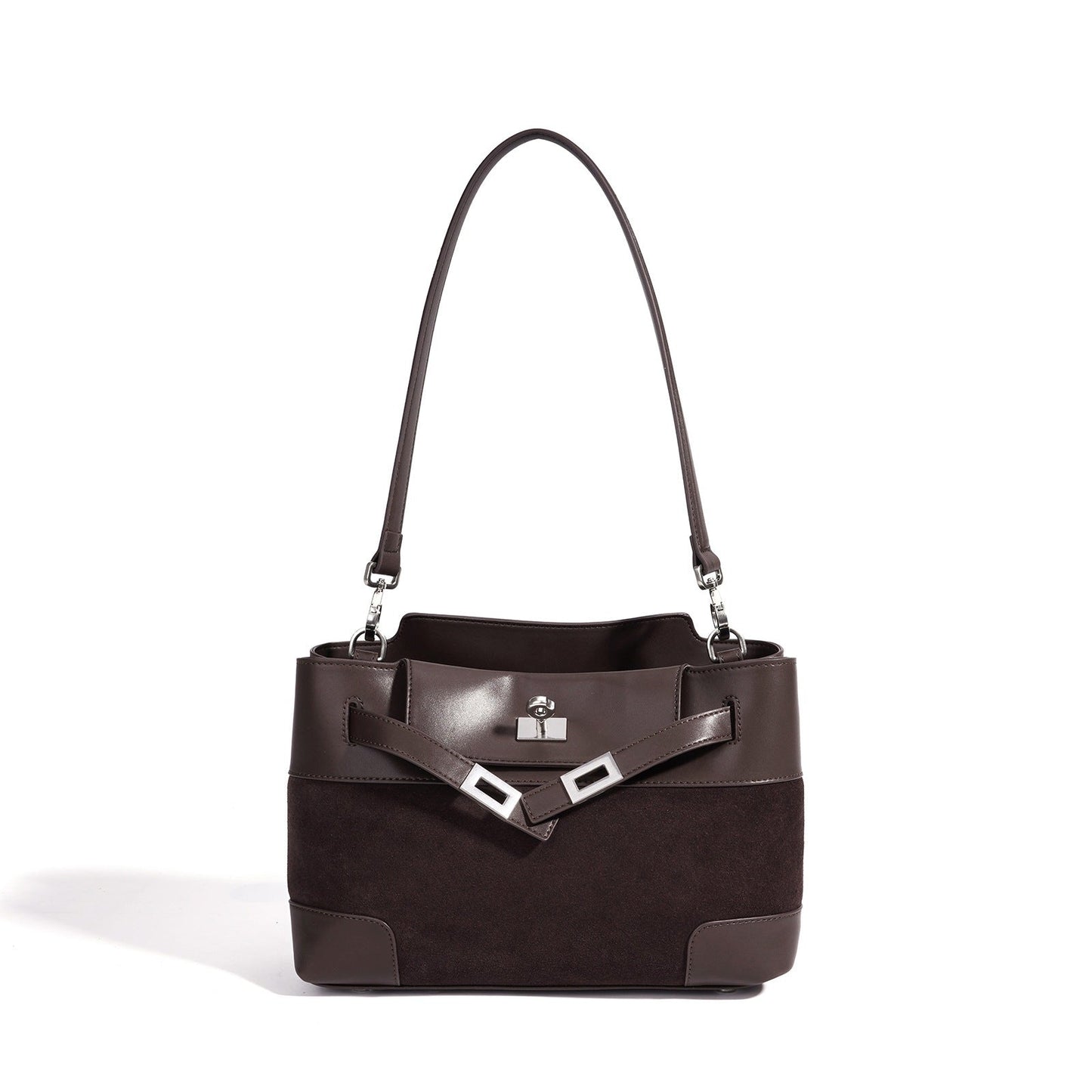 Women's Suede Leather Slouchy Clutch Bag with Detachable Pouch