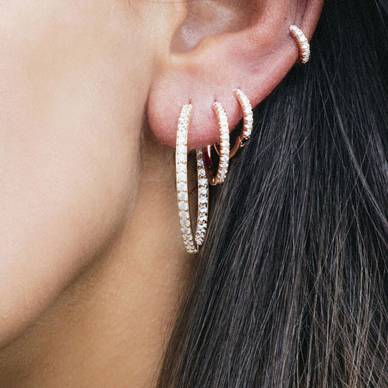 “Grand Halo” S925 Sterling Silver Full-Pavé Large Hoop Earrings