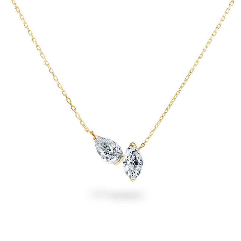 “Teardrop Eclat” S925 Sterling Silver Pear-Shaped Zircon Pendant Necklace