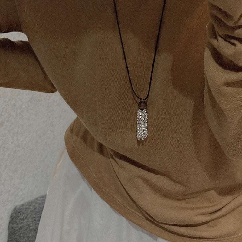 “Silver Cascade” S925 Sterling Silver Adjustable Long Tassel Necklace