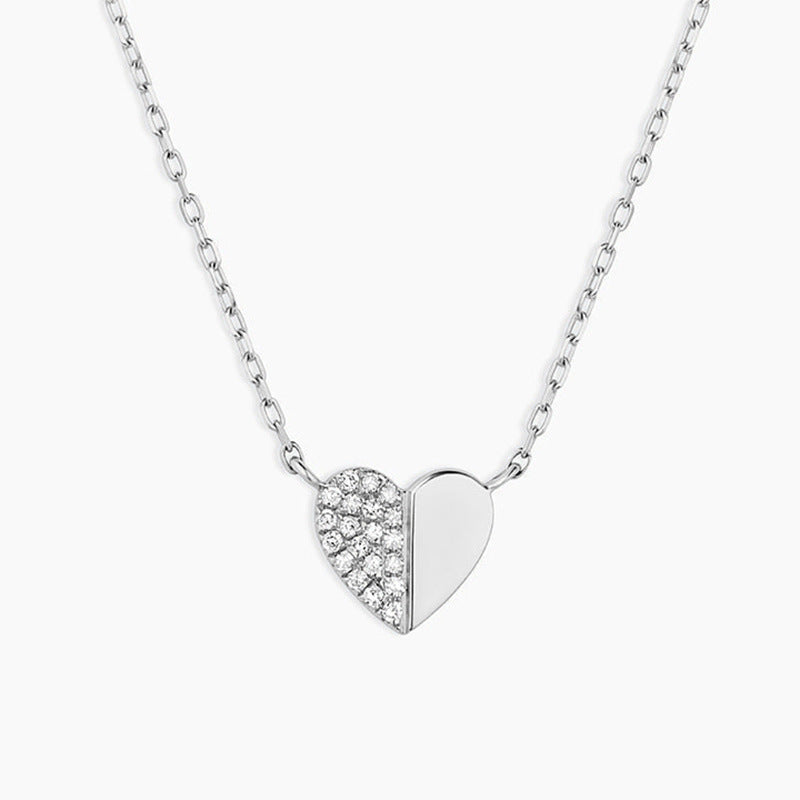 “Heart Puzzle” S925 Sterling Silver Geometric Heart Necklace