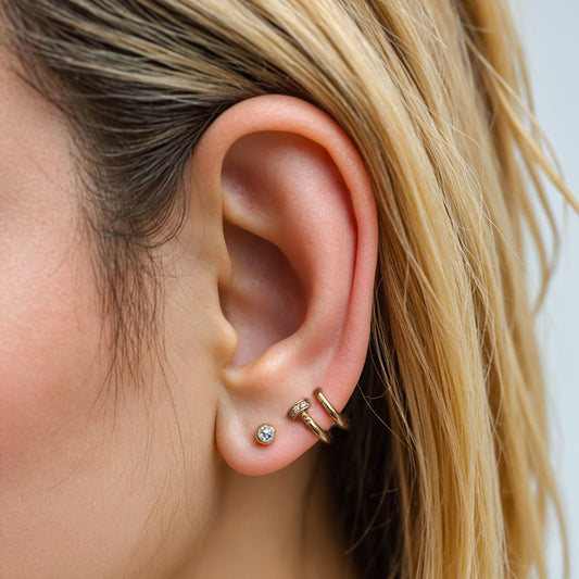“Double Layer” S925 Sterling Silver Geometric Stud Earrings