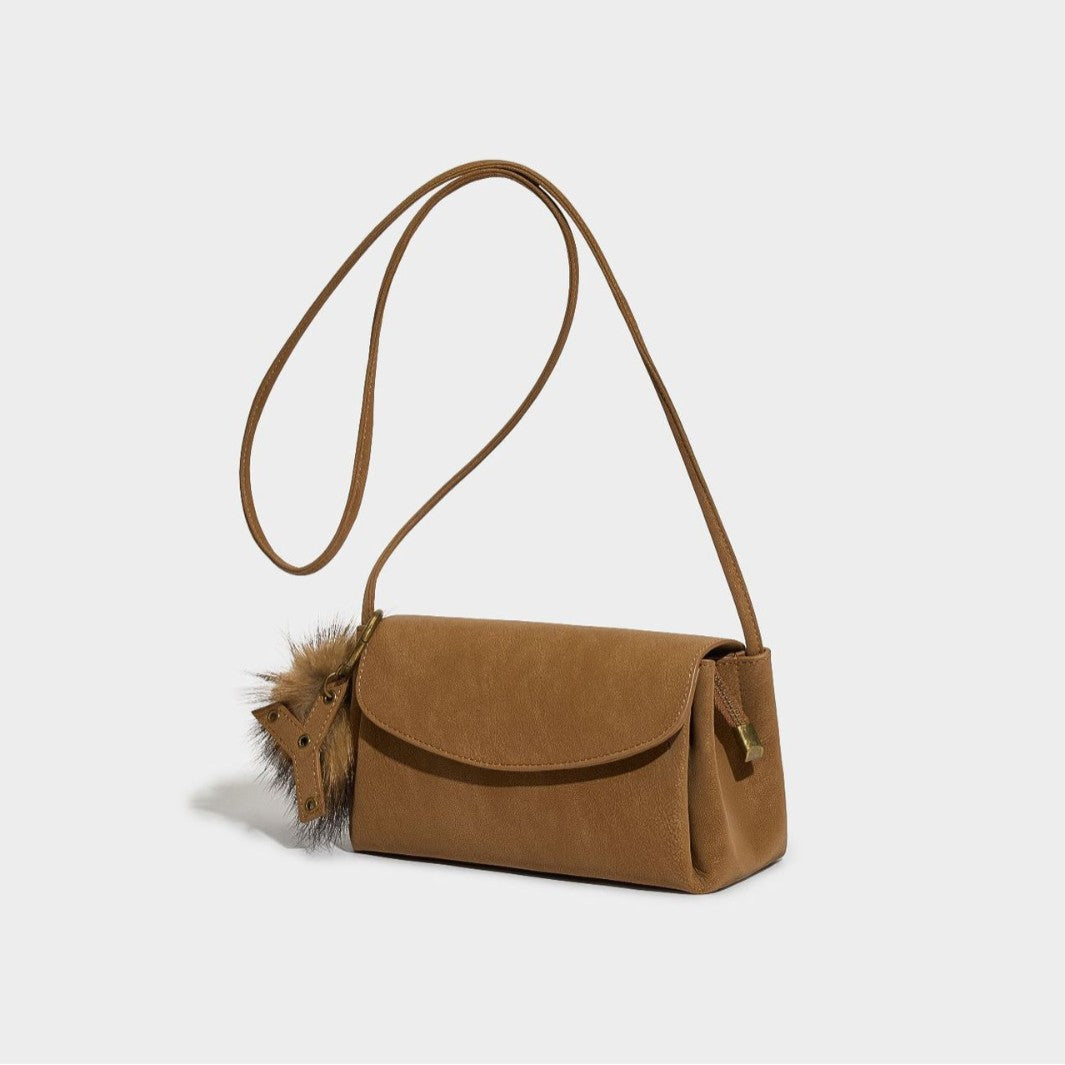 Women's Matte Cowhide Trapezoid Bag with Sculpted Handle