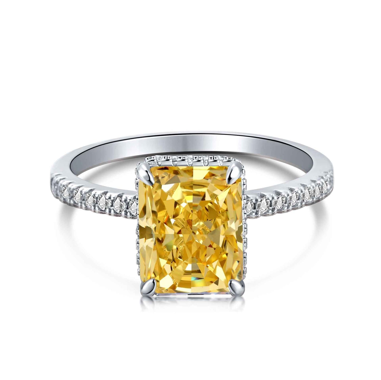 925 Sterling Silver Rectangular Color Zircon Ring – Prism Royale