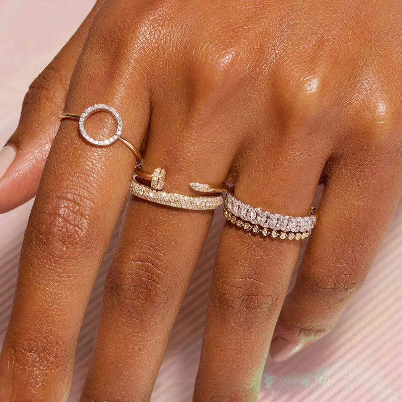 “Luxe Orbit” S925 Sterling Silver Sparkling Open Ring Collection