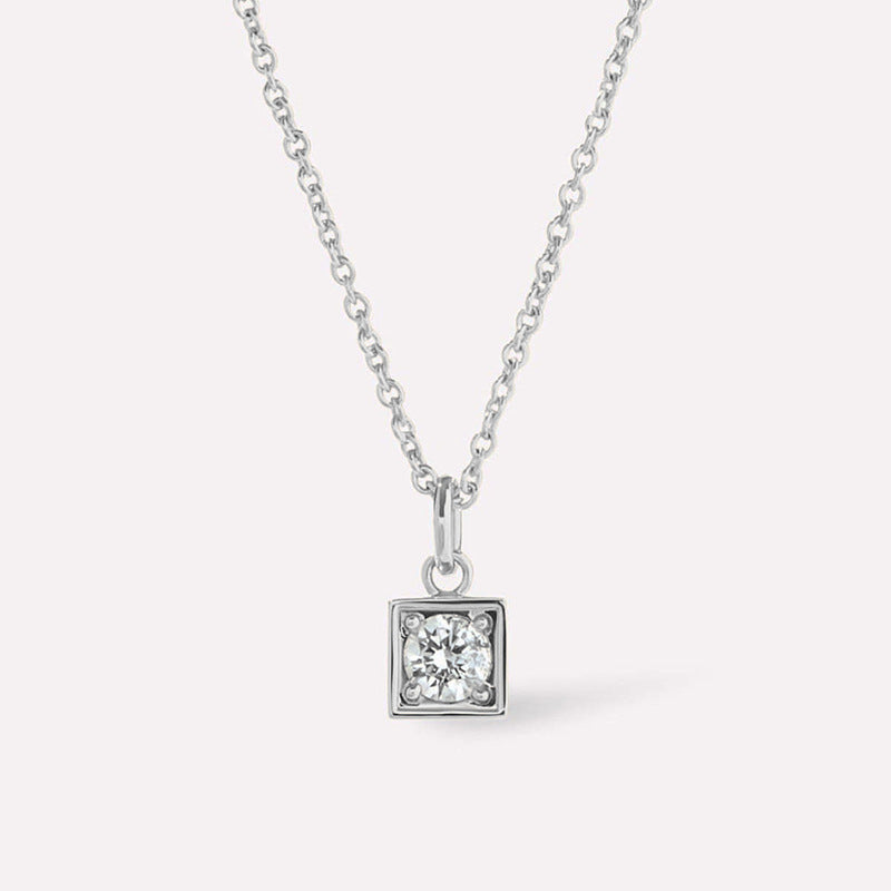 “Square Orbit” S925 Sterling Silver Geometric Circle Necklace