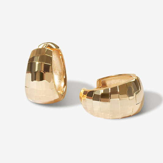 “Checkered Muse” S925 Sterling Silver Checkered Hoop Earrings