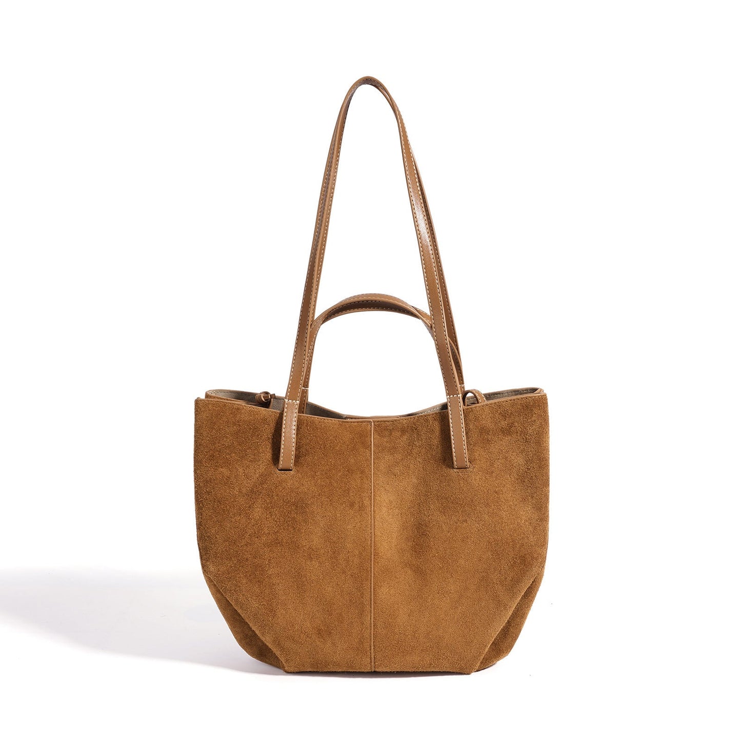 Women's Genuine Suede Tote Bag with Detachable Pouches
