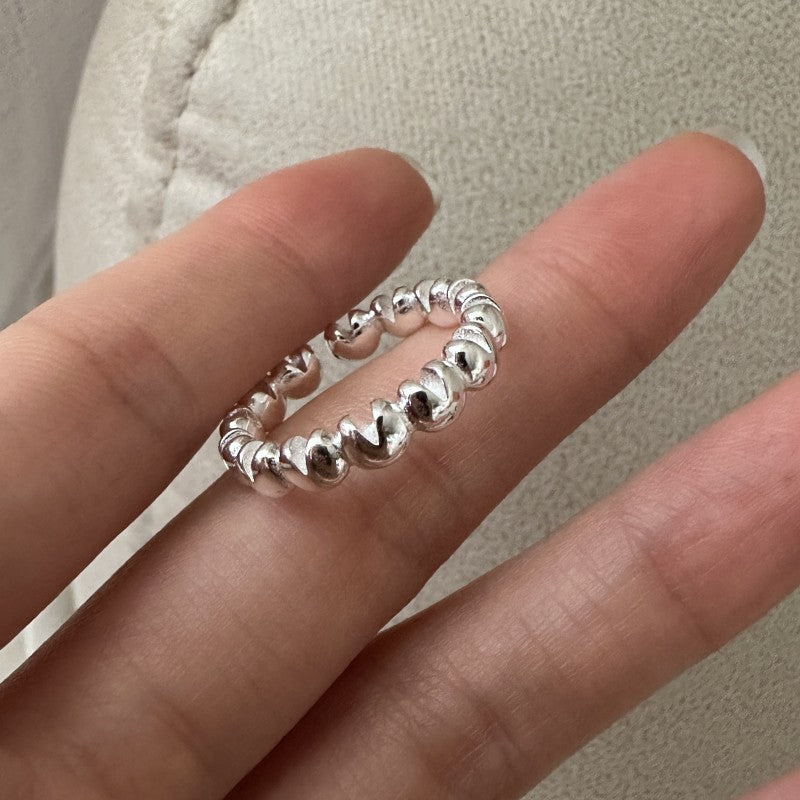 925 Sterling Silver Heart Muse Adjustable Open Ring Minimal Heart Band