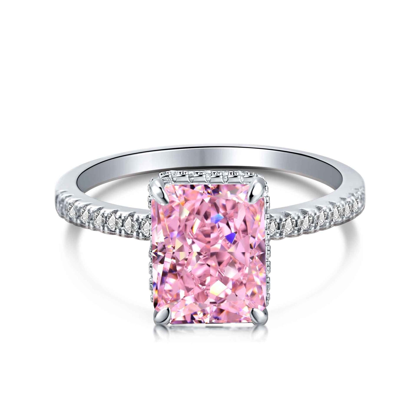 925 Sterling Silver Rectangular Color Zircon Ring – Prism Royale
