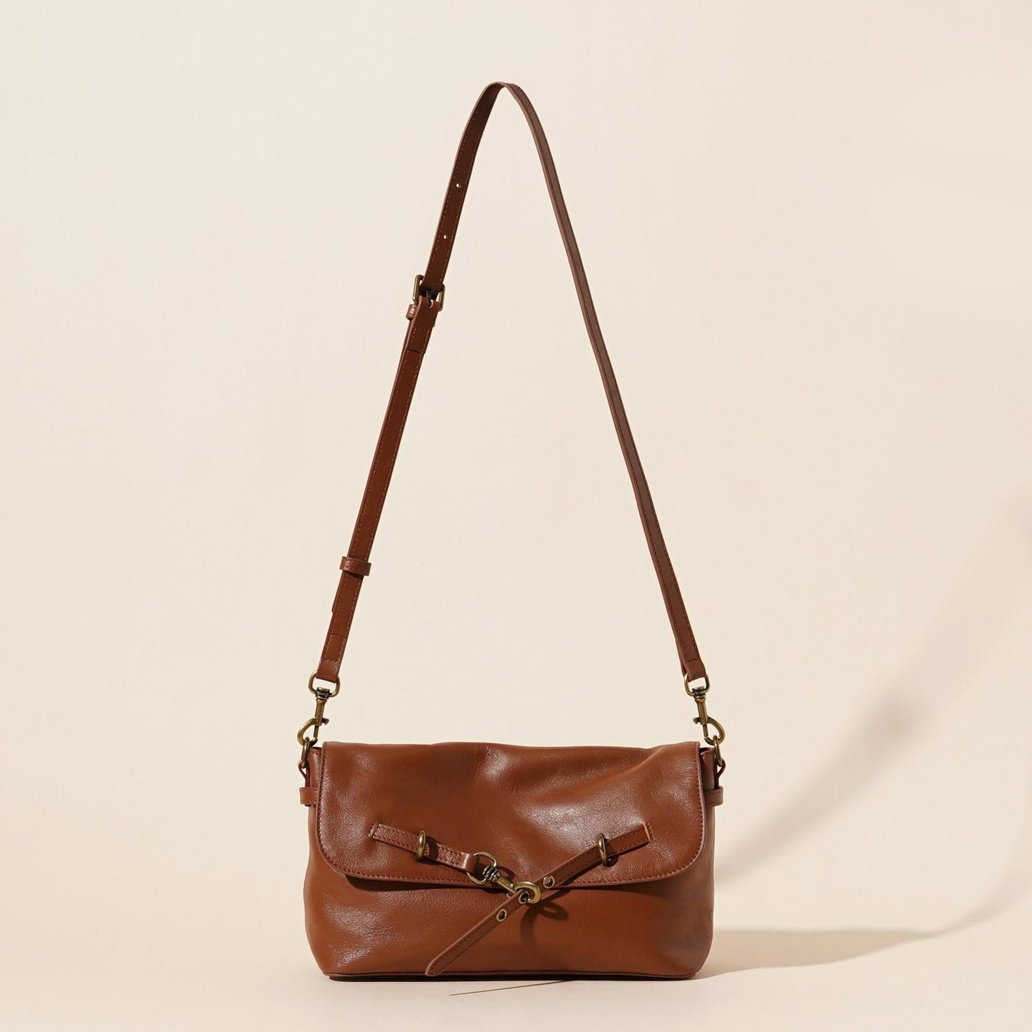 Women's Full-Grain Cowhide Horsebit Flap Crossbody Bag