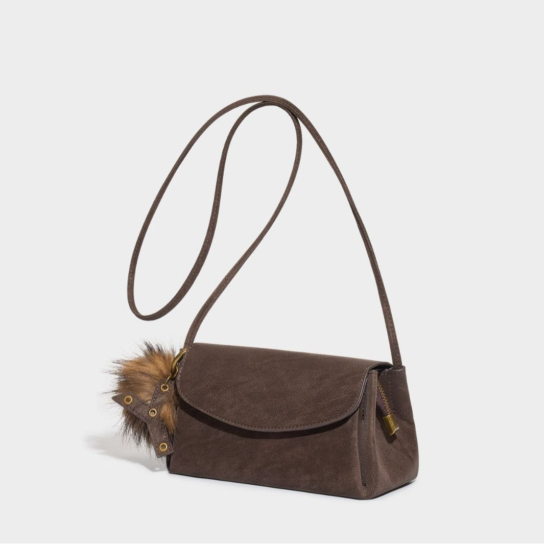 Women's Matte Cowhide Trapezoid Bag with Sculpted Handle