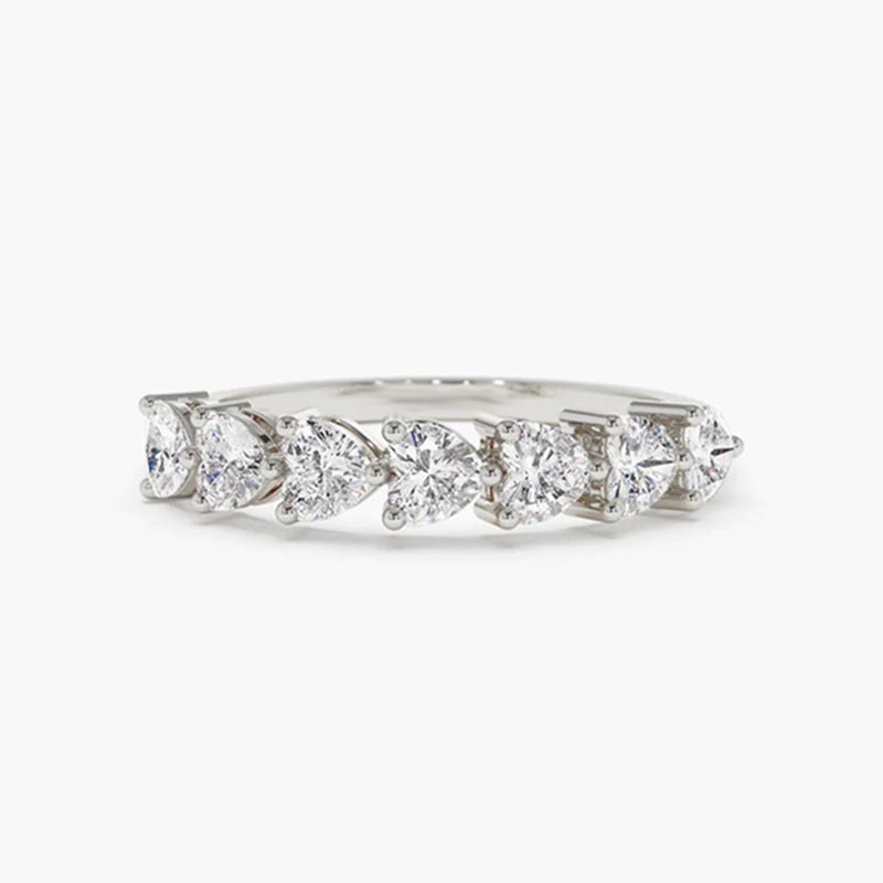 “Heartfall” S925 Sterling Silver Pave Heart Ring