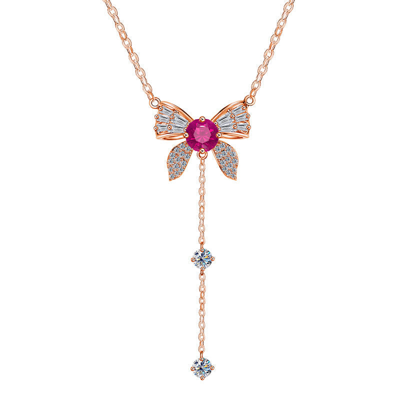 925 Sterling Silver Tassel Bow Necklace – Luminous Bow
