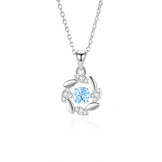 925 Sterling Silver Blue Zircon Moving Pendant Necklace – Lucky Sheaf