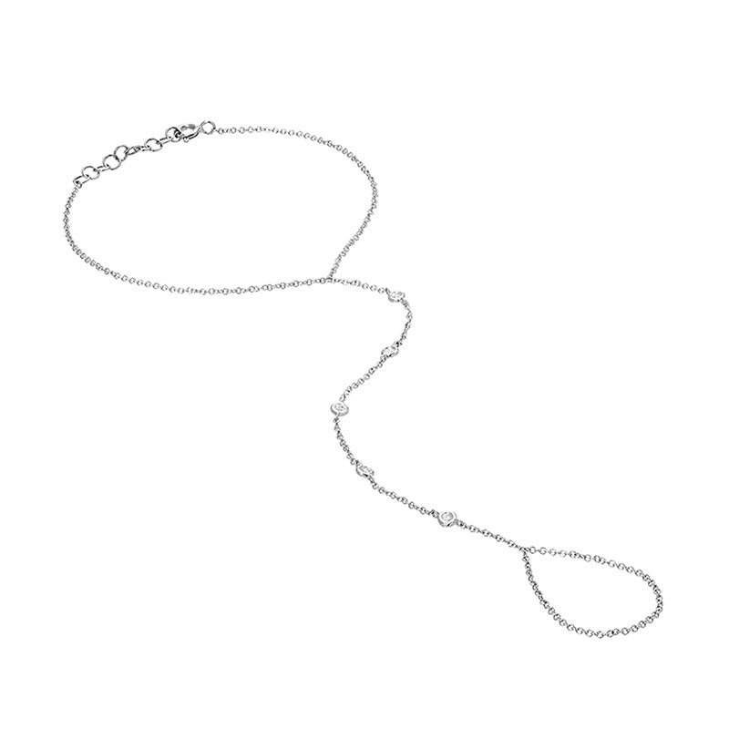 “Linked Muse” S925 Sterling Silver Hand-to-Finger Chain Bracelet