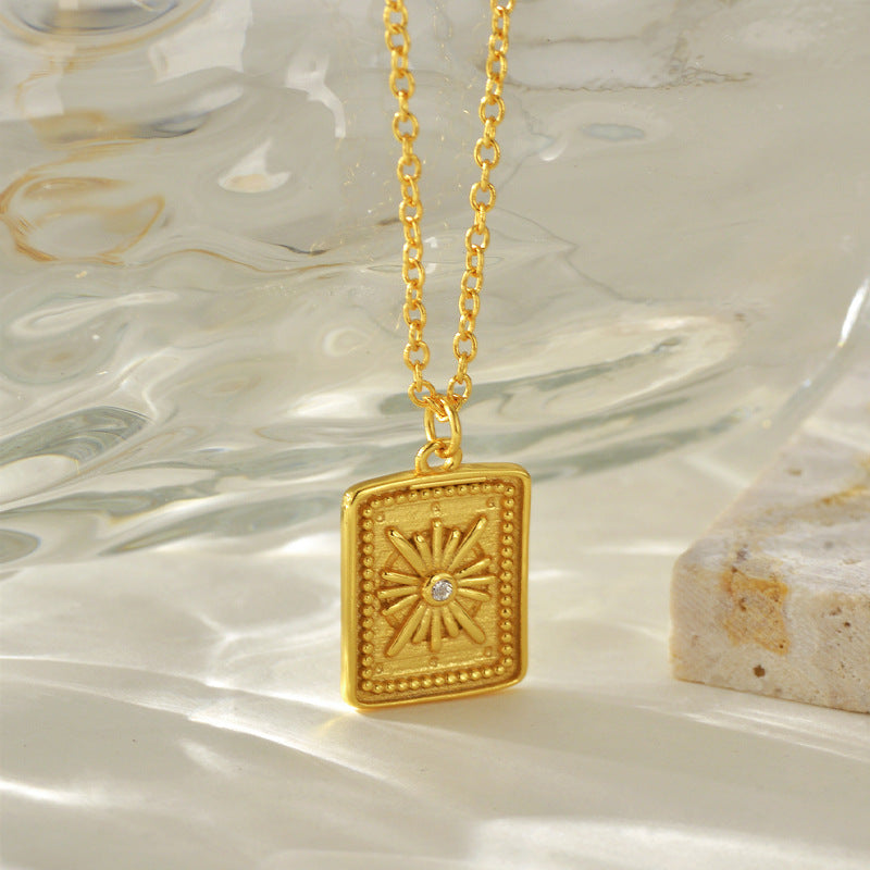 “Stellar Cube” S925 Sterling Silver Eight-Point Star Zircon Necklace