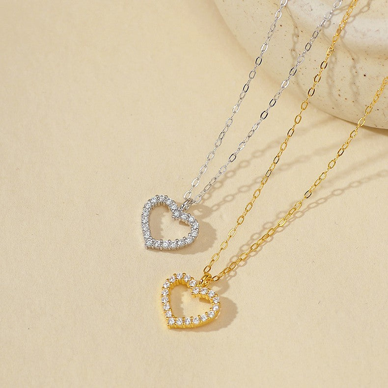 “Cupid Heartline” S925 Sterling Silver Openwork Heart Necklace