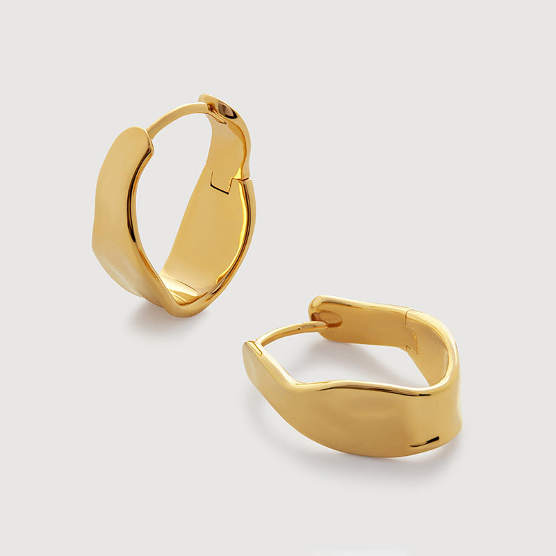 “Asymmetric Orbit” S925 Sterling Silver Geometric Hoop Earrings