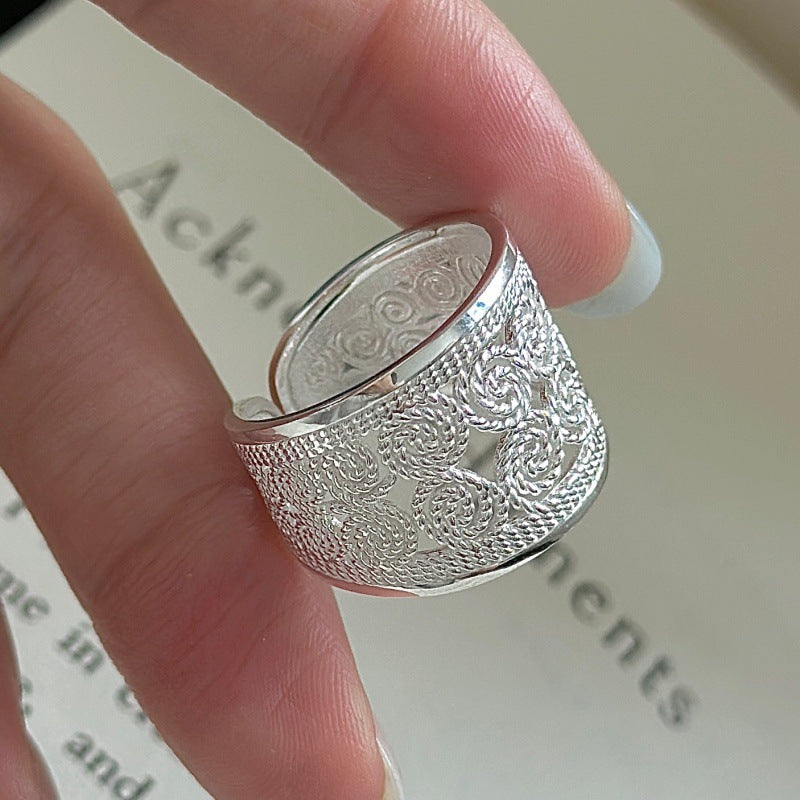 “Vintage Lace” S925 Sterling Silver Open Adjustable Vine Ring