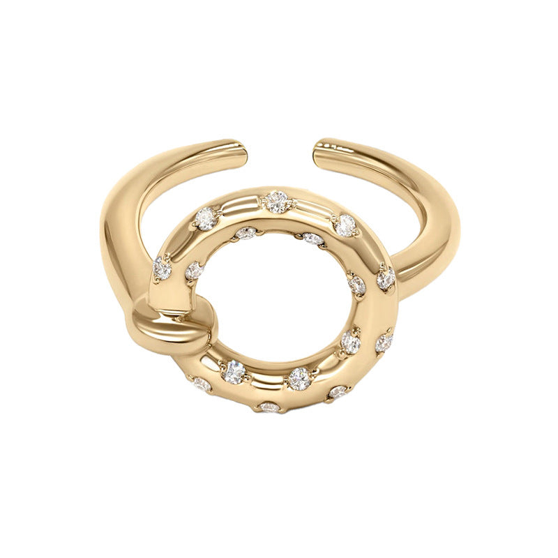 “Modern Orbit” S925 Sterling Silver Open Adjustable Geometric Ring