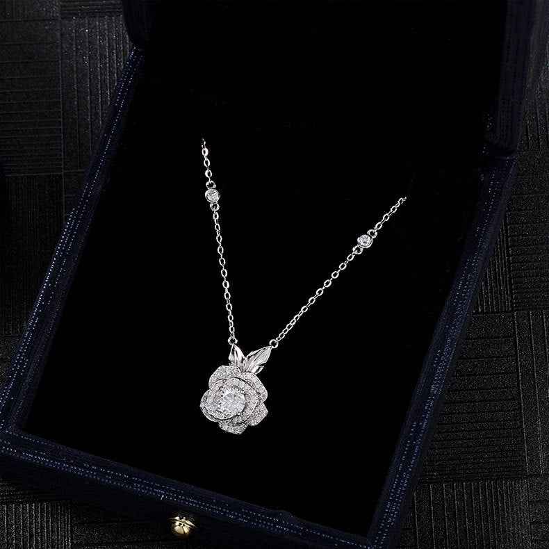 925 Sterling Silver Moissanite Rose Jewelry Set – Rose Éternelle
