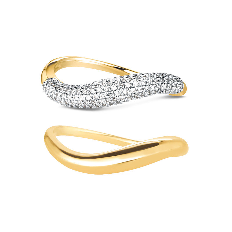 “Orbit Duo” S925 Sterling Silver Geometric Zircon Band Ring