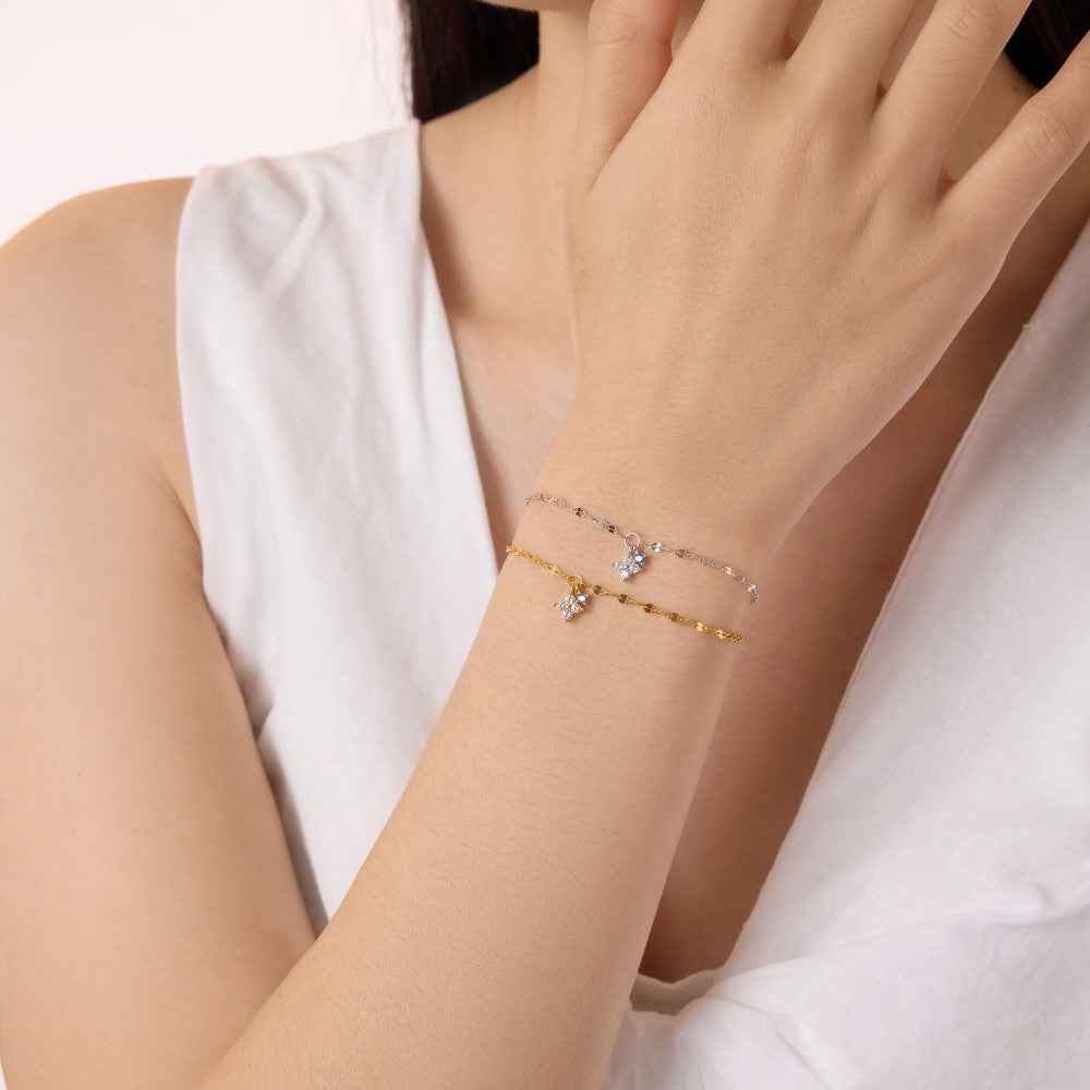Lucky Glint Clover Charm Bracelet in S925 Sterling Silver