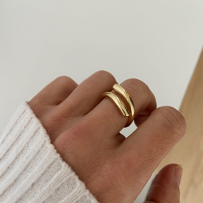 “Clean Arc” S925 Sterling Silver Open Adjustable Geometric Ring